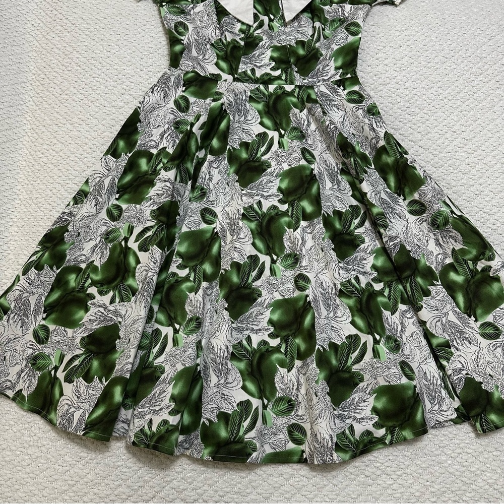 Hearts and Roses Retro Pin-up Rockabilly Green Dress Women’s Size 10 - Picture 6 of 13